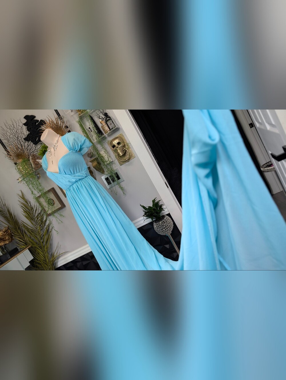 Baby Blue Sheer Mermaid Train Princess Top LG
